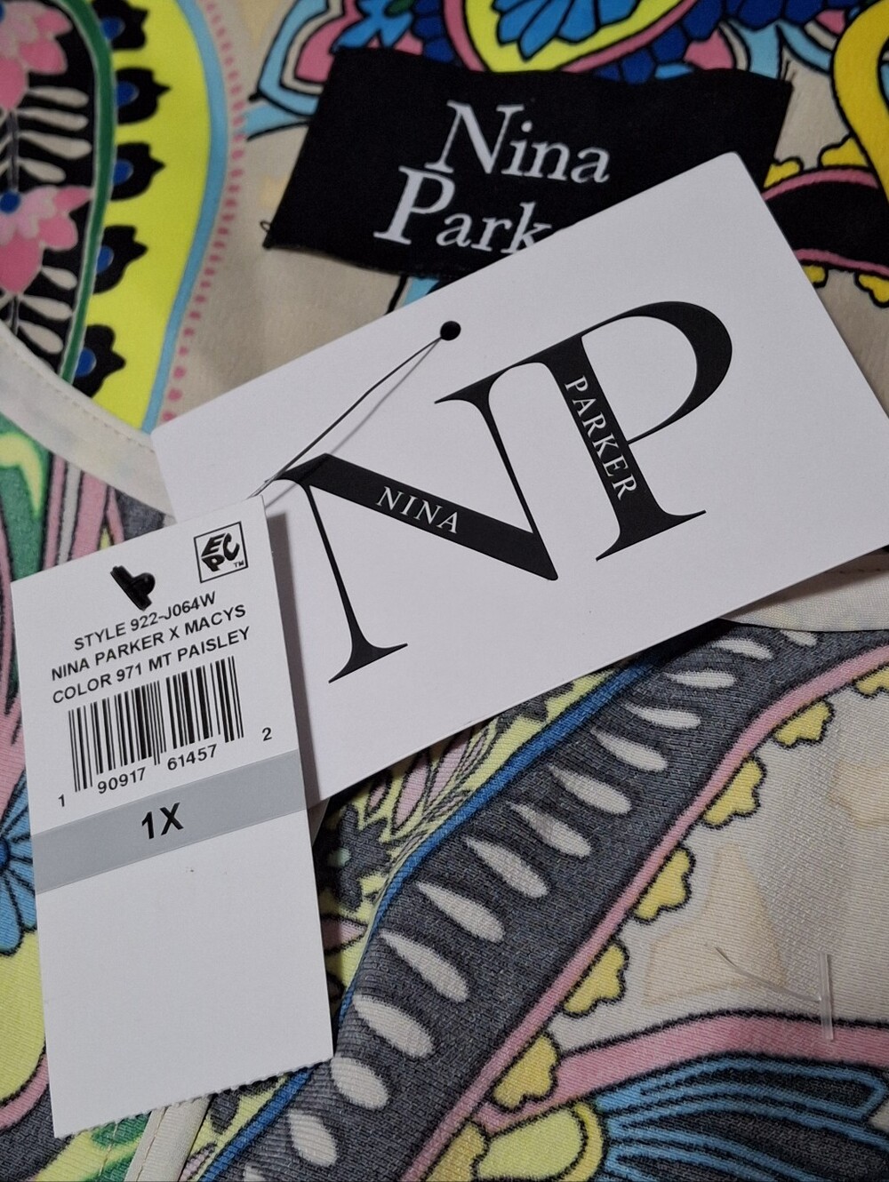 Nina Parker Paisley 2-Piece Matching Set Duster & Wide Leg Pants Women Size 1X - Picture 14 of 16
